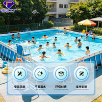 Large Rectangular Above Ground Swimming Pool for Adults and Kids, Thickened Folding Frame Pool for Outdoor Home Use