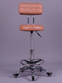 Adjustable Swivel Salon Stool with Wheels, Backrest, and Large Five-Claw Base for Hairdressers and Beauticians