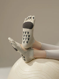 Non-Slip Toeless Yoga Pilates Socks for Women with Leather Sole