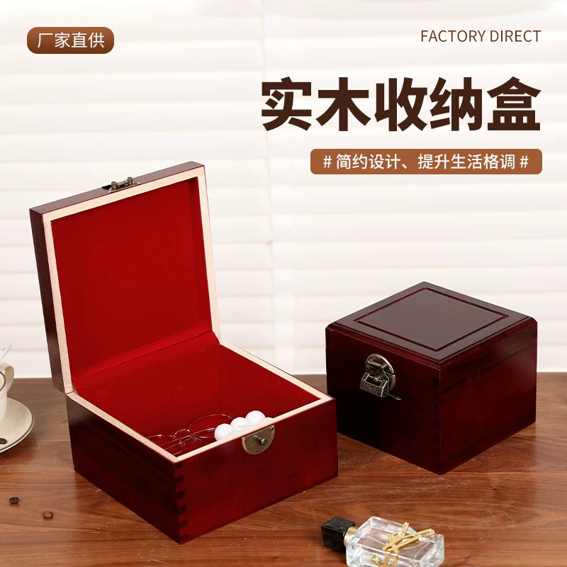 Camphor Wood Jewelry Box with Lock, Vintage Chinese Style Wooden Storage Organizer for Hairpins, Pendants, and Collectibles