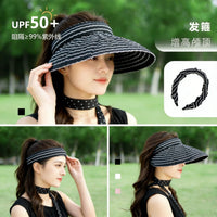 Women's UPF 50+ UV Protection Foldable Sun Visor with Wide Brim and Headband
