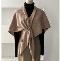 Women's Winter Wool Blend Cross Knit Shawl Scarf Warm Poncho