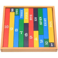 Montessori Math Small Colored Number Rods 1-10 for 3-6 Year Olds