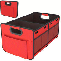 Foldable Car Trunk Organizer with Reflective Strip, Large Capacity Multi-Compartment Storage with Reinforced Handles