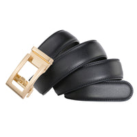 Men's Genuine Leather Belt with Automatic Gold Buckle for Business and Casual Wear