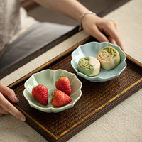 Ceramic Dessert Plate Chinese Japanese Style Snack Dish Fruit Nut Tray Tea Ceremony Serving Bowl