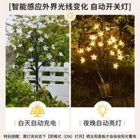 Solar Cherry Blossom Branch LED Lawn Light for Outdoor Garden and Villa Decoration