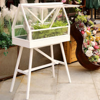 Wooden Glass Terrarium Greenhouse for Balcony Plants