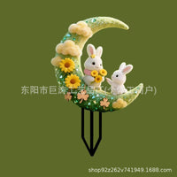 Easter Moon Bunny 2D Acrylic Garden Stake Decoration