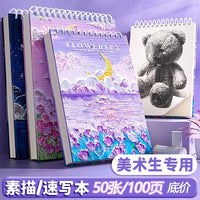 A4 Sketchbook Thickened Drawing Pad for Artists and Students, Oil Painting Style Art Book