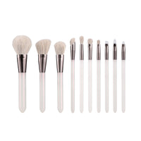 10-Piece Professional Faux Wool Makeup Brush Set with Soft Bristles & Frosted Handle