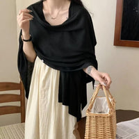 Korean Style Knit Shawl Cardigan for Women, Thin Summer Air-Conditioned Room Outerwear Sun Protection Cape
