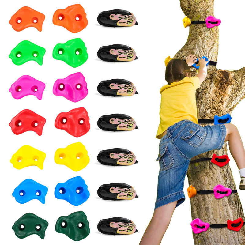 Kids Tree Climbing Rocks with Ratchet Straps - Outdoor Play Set for Climbing Walls