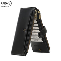 RFID Blocking Bifold Wallet for Women with Zipper Pocket