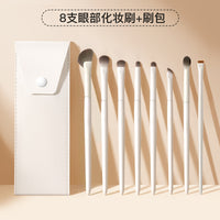 8-Piece Cloud Ceramic Eyeshadow Brush Set with Soft Bristles for Blending, Nose Contour, and Eyeliner