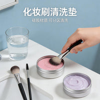 Makeup Brush Cleaning Soap with Silicone Scrubber Pad for Sponges and Puffs
