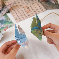 Origami Paper with Traditional Chinese Landscape Art for DIY Crafts