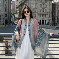 2026 Summer Sun Protection Shawl for Women, Ethnic Style Tassel Beach Scarf Cape