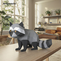 Raccoon 3D Paper Model Craft Kit for Display