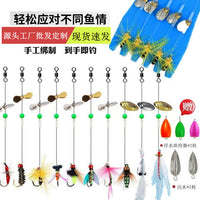 Sequined Spinner Bait Fishing Lure Set with Pre-tied Line for Stream Micro Fishing