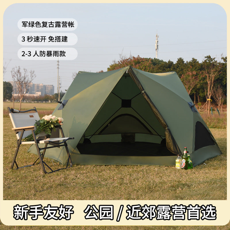 Automatic Pop-Up Camping Tent for 2-4 People, UV Protection & Waterproof Outdoor Shelter