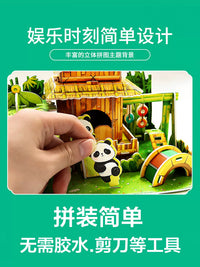 3D DIY Miniature House Building Blocks Panda Paradise Animal Assembly Model Creative Educational Toy for Kids