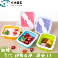 Collapsible Silicone Bowl with Lid, Portable Food Container for Travel, Camping, and Baby Meals, High-Temperature Resistant