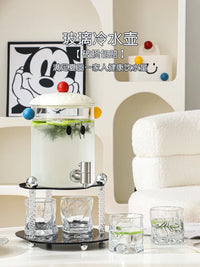 Glass Cold Water Pitcher with Faucet, High Temperature Resistant Large Capacity Fruit Tea Beverage Dispenser Set for Home Use