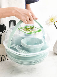 Portable 54-Piece Camping Dinnerware Set with Carrying Case for 6 People