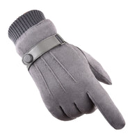 Men's Suede Winter Gloves for Driving Cycling, Warm Fleece Lined Windproof Touchscreen Full Finger Gloves