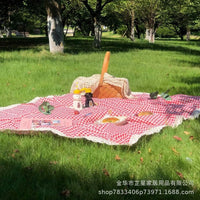 Yellow Plaid Picnic Mat Outdoor Camping Ground Mat Moisture-proof Thickened Fabric Pad