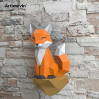3D Papercraft Rock Fox Wall Decor DIY Kit