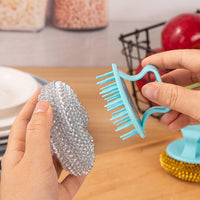 Detachable Non-Stick Pan Scrubber with Steel Wire Ball for Kitchen Cleaning