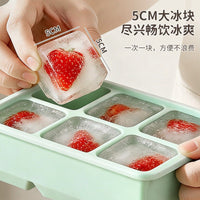 Silicone Ice Cube Tray with Lid, Large Square Ice Mold for Whiskey Cocktails, Food Grade Ice Maker with Storage Box