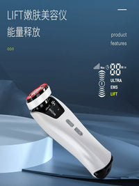 EMS Microcurrent Facial Massager with Red & Blue Light Therapy for Skin Rejuvenation and Lifting