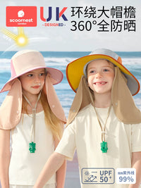 Kids' Full-Coverage Sun Hat with Neck Flap and Face Shield, UV Protection for Boys and Girls