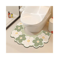 Floral Diatomaceous Earth Bath Mat for Toilet and Bathroom, Super Absorbent Quick Dry Non-Slip Foot Mat