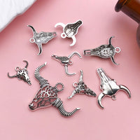 DIY Alloy Antique Silver Bull Head Charms for Jewelry Making