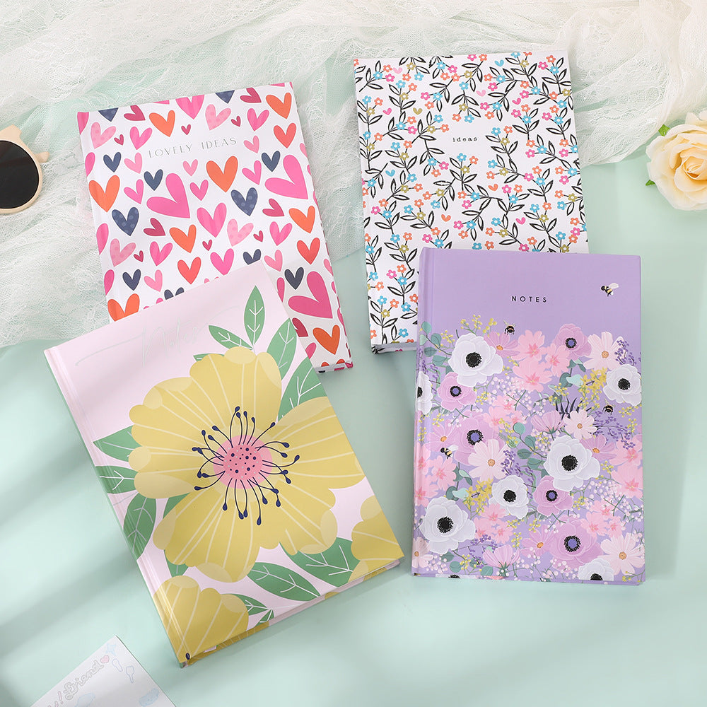 A5 Hardcover Floral Notebook with Lined Pages