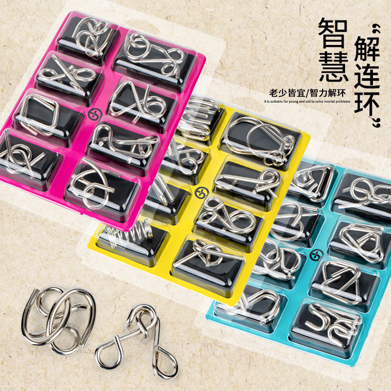 Kids' Educational Interlocking Puzzle Set - 24-Piece Luban Lock and Kongming Lock Brain Teaser Game