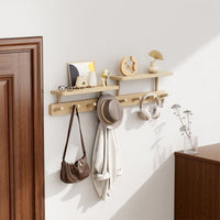 Wall-Mounted Solid Wood Coat Rack with Hooks for Entryway, Bedroom, or Door