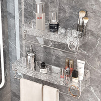 Luxury Wall-Mounted Bathroom Shelf with Towel Bar for Cosmetics and Toiletries, No-Drill Installation