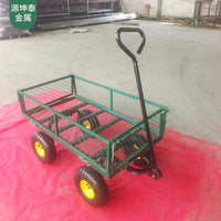 Folding Garden Cart with Wheels, Utility Wagon for Hauling, Flatbed Trailer