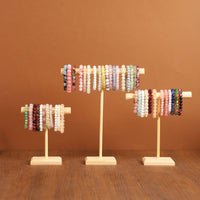 Wooden Jewelry Display Stand for Necklaces, Bracelets, Earrings, and Keychains - Countertop Organizer with Hooks