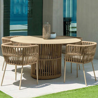 Outdoor Leisure Rope Woven Garden Patio Villa Terrace Waterproof Sunscreen Nordic Rattan Furniture Dining Set