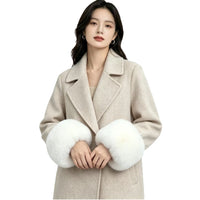 Plush Faux Rabbit Fur Cuffs for Coats and Jackets, Warm Wrist Warmer Sleeves for Women