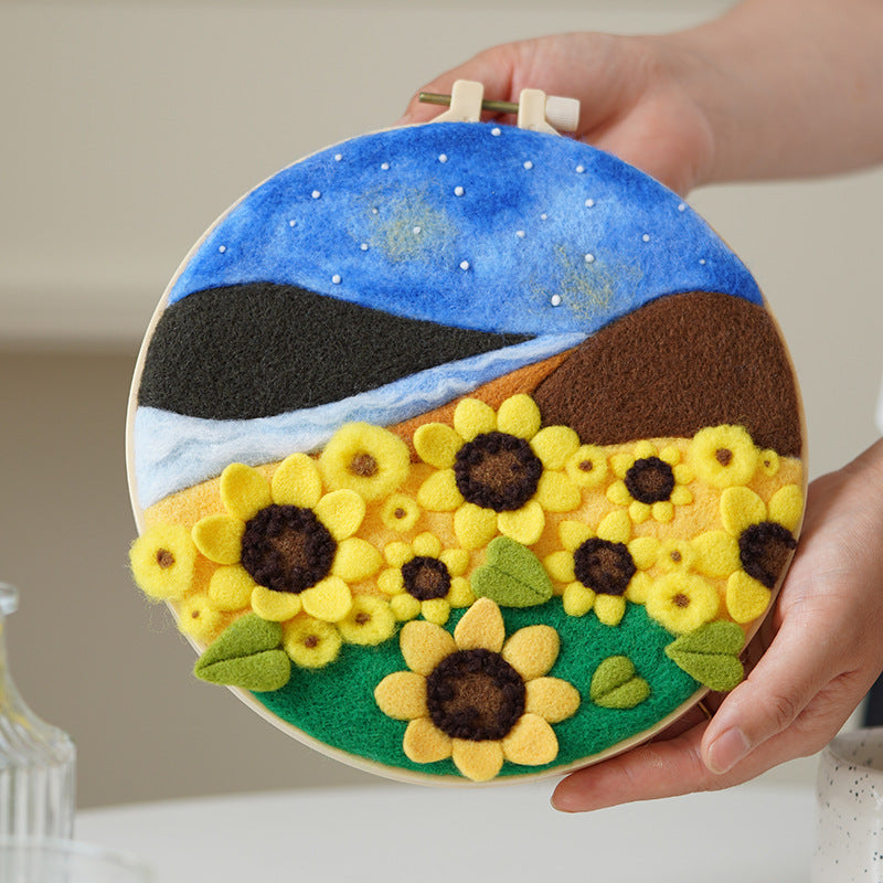 Wool Felt Needle Felting Photo Frame Painting DIY Kit for Couples Gift Home Decor