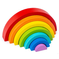 Wooden Rainbow Stacking Blocks for Toddlers, Educational Color Recognition Arch Building Toy