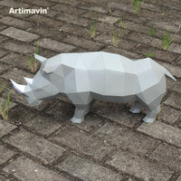 3D Papercraft Rhinoceros Model Kit - DIY Geometric Wildlife Sculpture for Home Decor