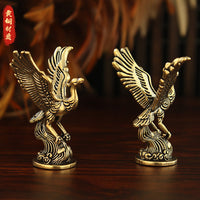 Vintage Brass Phoenix Figurine for Micro Landscape & Home Decor